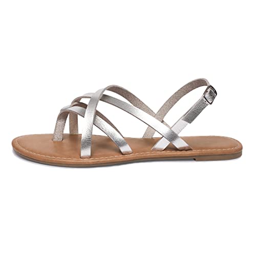 Image of Huayuanwell Women's Gladiator Flat Sandals Fisherman Strappy Sandals Ankle Strap Sandals