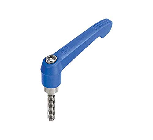 Image of Kipp 06611-41287X25 Fiberglass Reinforced Plastic /Steel Adjustable Handle with M12 External Thread, Novo.Grip Style, Stainless Steel Components, Metric, 25 mm Screw Length, Size 4, Traffic Blue Color