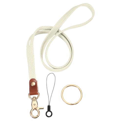 PATIKIL Stretchy Lanyards, Retractable Neck Lanyards with Lobster Clasp Elastic Long Keychain Holders for Teacher Women Men Holding Id Badges Wallet Phone, White