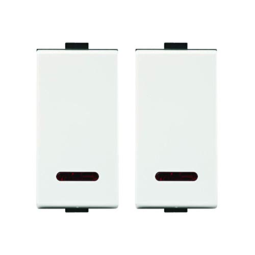 Image of Anchor by Panasonic Roma Plus Modular Polycarbonate 1m 20A One-Way Switch with LED Indicator (White, Pack of 2)