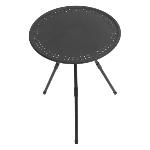 Parliky Mesa de Camping Plegable Redonda 1 Pieza Mesa Portátil de Patio en Color Negro Obsidiana Altura Ajustable y Tablero Grueso para Actividades al Aire Libre como Picnic Barbacoa y