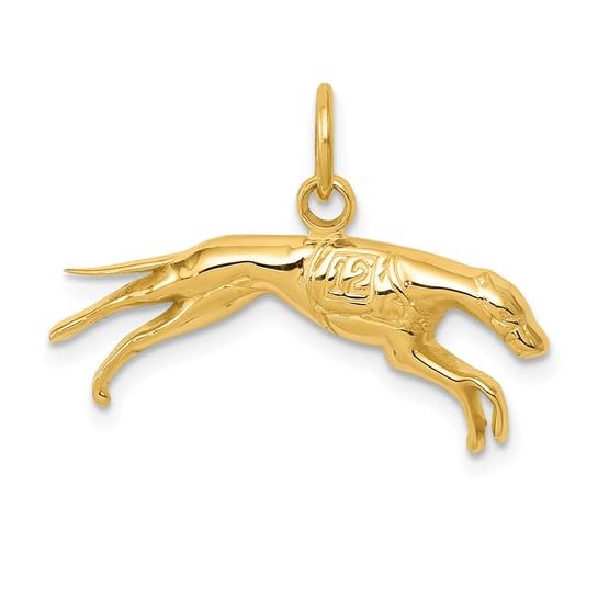 14k Yellow Gold Racing Greyhound Charm