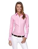 Vincenzo Boretti Damen Bluse leicht tailliert 100% Baumwolle bügelleicht Langarm Hemdbluse elegant festlich Kent-Kragen auch für Business und unter Pullover pink 42