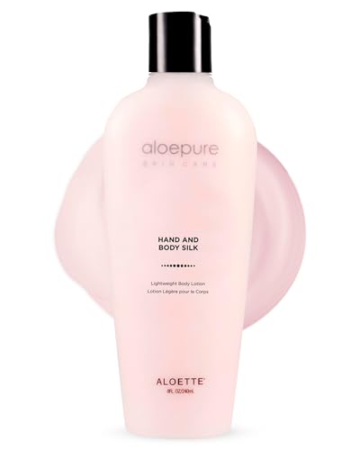 Aloette Hand & Body Silk Lotion - Lightweight & Gentle Moisturizer Body Lotion for Women & Men - Floral Scent Hydrating Skin Care Lotion with Aloe Vera Extract for Soft & Smooth Skin - 8 Fl Oz