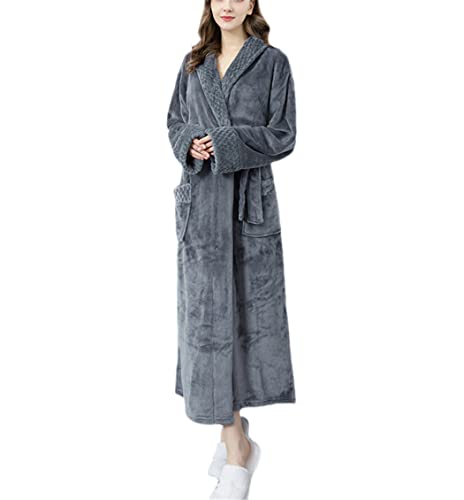 Peignoir de bain extra long en polaire corail Gris Chaud taille L pour femme et homme