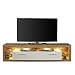 Produktbild trendteam smart living - Rock - TV-Schrank - Eiche/Weiß Hochglanz - TV-Lowboard mit großzügiger Klappe - (BxHxT) 200 x 48 x 44 cm - Fernsehschrank mit vielen Ablagemöglichkeiten