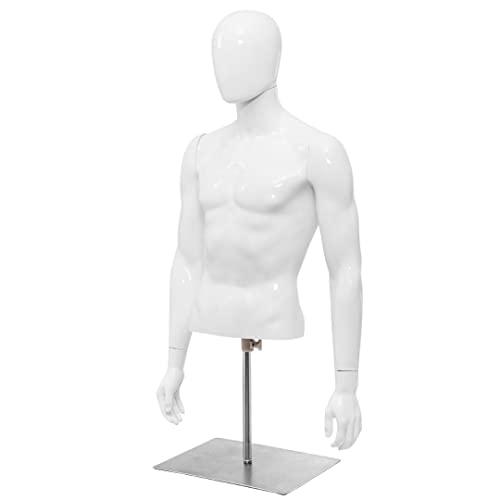 GiantexUK Male Mannequin, Half Body Dress Form with Metal Base, Rotatable Head and Arms, Torso Mannequin Stand for Retail Clothing Shops (133cm Male)