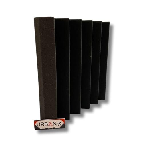 Image of URBAN-X Wedge Soundproofing Studio Acoustic Foam 1'x1' - 2 Inches 50D High Density, Soundproof Foam, Noise Reduction Panels, Echo Absorption (Black, Set of 6 with (Self Adhesive))