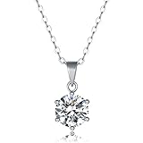 Mejewri Moissanite Pendant Necklace for Women Sterling Silver Necklace with D Color VVS1 Clarity White Gold Plated 1ct