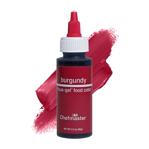 Chefmaster Burgundy Liqua-Gel® Food Coloring | Vibrant Color | Professional-Grade Dye for Icing, Frosting, Fondant | Baking & Decorating | Fade-Resistant | Easy-to-Use | Made in USA | 2.3 oz