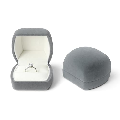 FuninCrea Caja de Anillos, Caja de Joyería de Terciopelo para Anillos para Boda Propuesta Compromiso, Caja Anillo Compromiso Pequeño Cajas de Almacenamiento de Anillos para Collares Pendientes