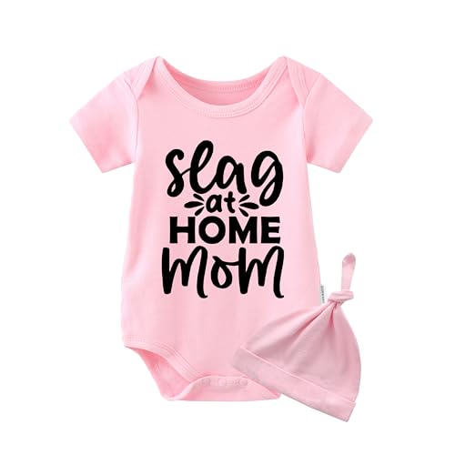 Image of QIANWANYI Baby Twins Bodysuit Stay At Home Mom Newborn Baby Romper Unisex Toddler Clothes Cute Infant Outfits Set(pink 3m)