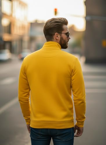 Image of Mack Jonney Men's Fleece Half-Zip High Neck Sweatshirt | Warm & Stylish Winter Wear -JM4380