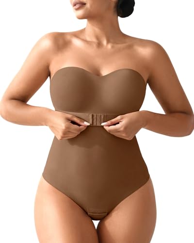Image of Shapewear Bodysuit Tummy Control Strapless Bra Shapewear for Women Strapless Faja Body Shaper Thong Light Shapewear
