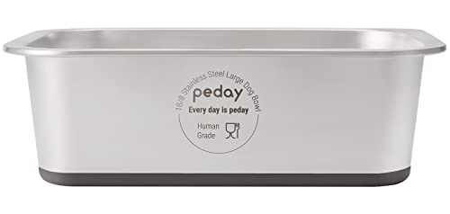 PEDAY 1.2 Gallon Large Dog Water Bowl, 18/8 Human Grade Stainless Steel - Silver Nonslip
