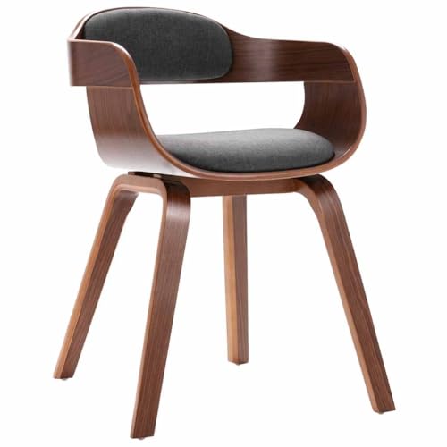 Genérico Silla de Comedor Madera Curvada y Tela Gris Oscuro, Sillas de Comedor Gris,327332