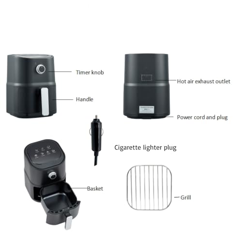 Image of Air Fryer 24V Portable 3.0L One-click Easy Operation Manufacturer Multicooker for Truck Travel RV Camping Black Quick Easy Meals in Minutes (AR-30KD)