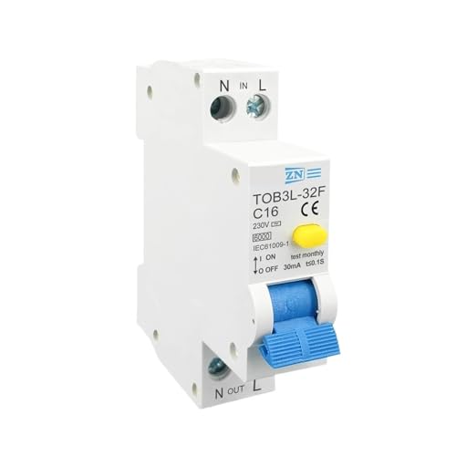 Disjoncteur différentiel 1P+N 20A 6kA pour protection fuite de terre 230V 18mm