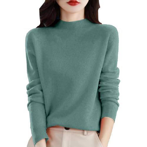 Womens Cashmere Sweaters Soft Half Turtleneck Long Sleeve Wool Sweater Tops Solid Lightweight Knit Pullover Tops