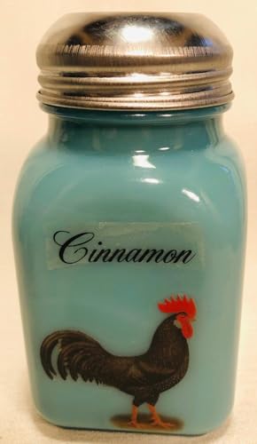 Spice Jar - Square Stove Top Shaker - Rosso Exclusive - Georgia Blue - American Made - Mosser Glass USA (Ancona Rooster, Cinnamon)