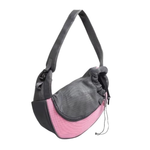 Bolsa Mochila Canguru Transversal para Transporte de Pet - Tecido Respirável, Alça Ajustável e Bolsos Laterais (Rosa, Grande)