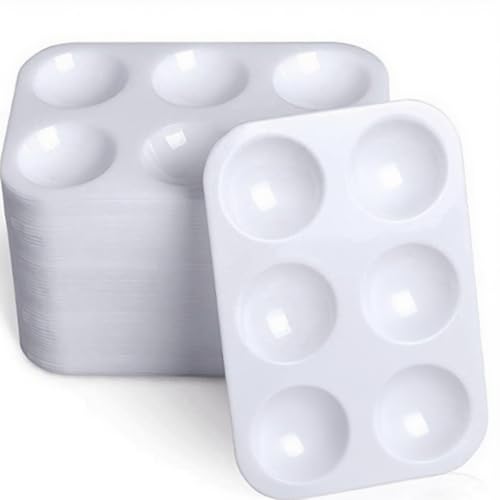 Haploon 150 Pcs White Plastic Art Paint Tray Palettes, 6