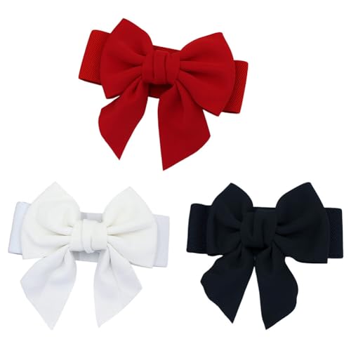 Red Bow Belt for Women Dresses Women's Bowknot Wide Elastic Band Belt Waistband Vintage Stretchy Belt Waist Decoration4