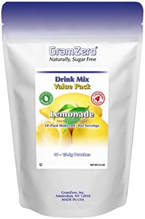 GramZero Lemonade Sugar Free Drink Mix Value Pack, Great For Nutrition Club Loaded Tea, Low Calorie, Stevia Sweetened