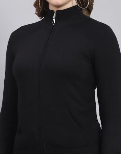 Image of Monte Carlo Women Regular Fit Full Sleeve Solid T Neck Winter Cardigan (Pack of 1)