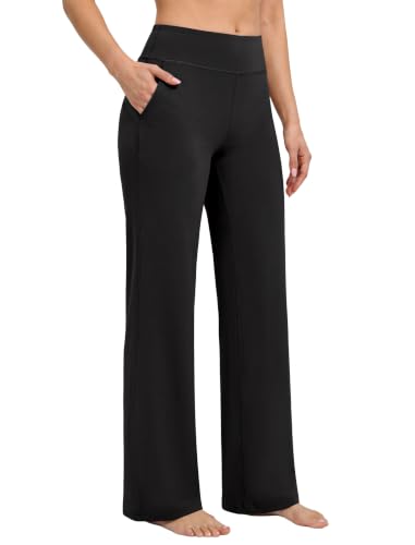 JEKAOYI Womens Wide Leg Yoga Pants Casual Trousers Pants with Pockets Black - image 1