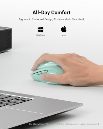 Image of wegear USB Wireless Mouse for Laptop PC Mac, 2.4GHz Cordless Mouse with 6 Buttons, 5-Level Adjustable 4000 DPI, Ergonomic Portable Optical Computer Mice, 24-Month Battery Life (Mint Green)