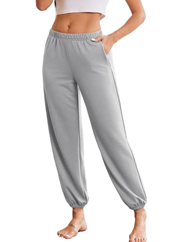 Ekouaer Pajama Pants for Women Lounge Pant Baggy Joggers Sweatpants Soft Pj Bottoms with Pockets for Women Grey