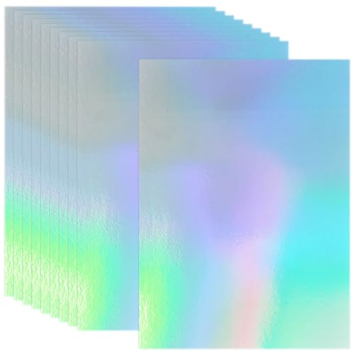 30 Sheets Holographic Cardstock, A4 Sliver Metallic Iridescent Mirror Paper Foil Board Reflective Sheets for Scrapbook Poster DIY Craft