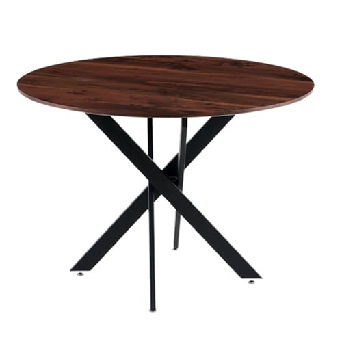 JHAISMAO Redondo De Madera Mesa De Comedor 107cm Retro Mesa De Cocina para Comedor, Estilo Industrial 4 Plazas Cocina Mesa De Comedor Rústico Marrón Y Negro(Size:106.9X106.9X73CM,Color:A)
