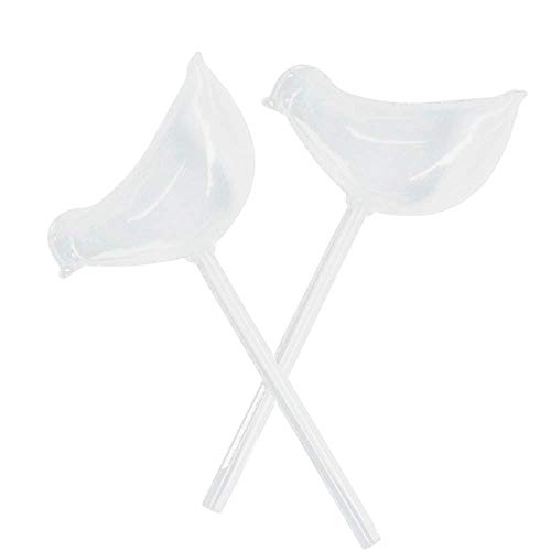 Calunce 2pcs Small Hand Blown Clear Glass Self Watering Aqua Globes (Large Bird)