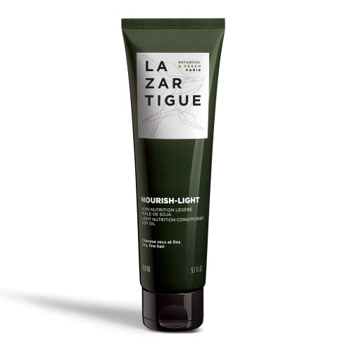 Lazartigue Acondicionador Nourish-Light, enriquecido con aceite de soja, nutre el cabello seco y fino sin pesar, desenreda y se vuelve flexible, fluido y ligero, 150 ml