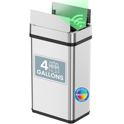Tacho de basura rectangular acero inoxidable 15 litros con sensor