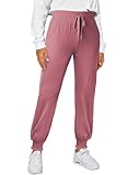 Dokotoo Womens Joggers Elasticity Workout Pant High Waisted Drawstring Dress Lounge Sweatpants Casual Athletic Spring Summer Outfits Trendy Women Pant with Side Pocket Fashion 2025 Pink Medium