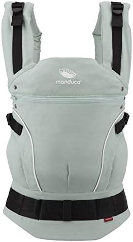 manduca FIRST baby carrier > < Baby and child carrier with back extension & ergonomic waist belt for children weighing 3.5 to 20 kg (cotton, dark grey)