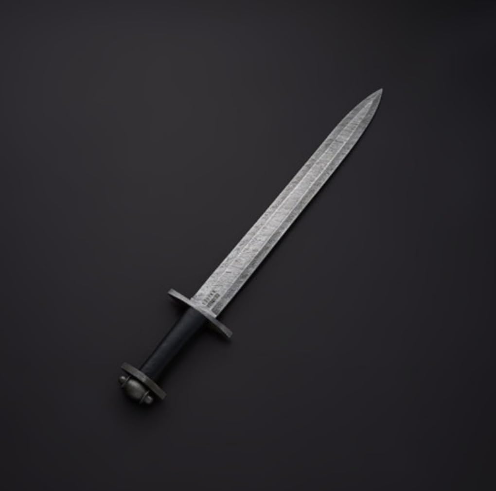 Empire - 27 Inch Long Handmade Damascus Steel Double Edge Hunting Sword with Sheath - Micarta Grip - Sharpe Edges - Hunting Sword - Hand Forged Falchion Sword - Best Gift for Him