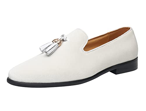 ELANROMAN Men's Loafers Tassels Penny Slip-On Luxury Wedding Shoes