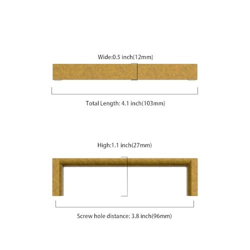Image of 10 Pack 3.75 Inch Brushed Antique Brass Cabinet Pulls, Kitchen Hardware