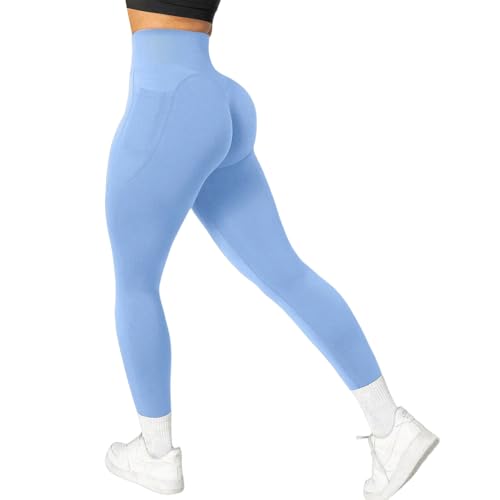 Leggings sportivi da donna, opachi, senza cuciture, elasticizzati, a vita