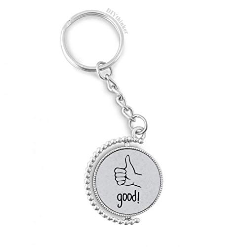 Porte-clés rotatif personnalisé avec anneau keyholder motif pouce noir 3,5"