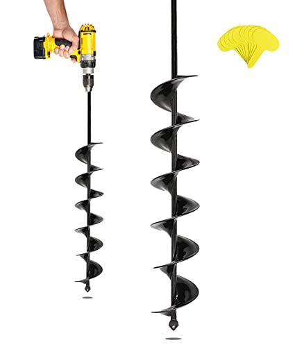 Sorangeun 3X24-Inch Garden Auger Drill Bit For Planting And Post Hole Digging - Upgraded Spiral Design, Solid Shaft - Hex Driver Drill Compatible #TOP11