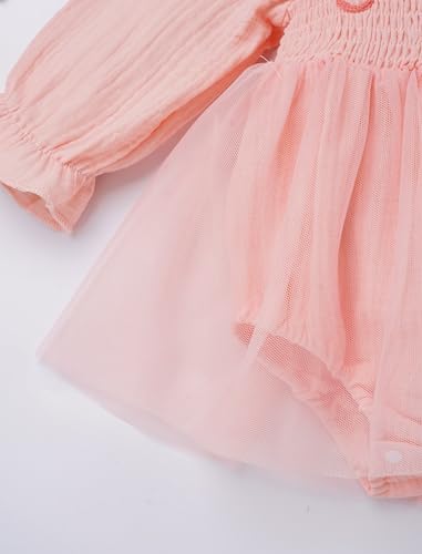 AWIBMK Baby Girl 1st Birthday Outfits Cake Smash Long Sleeve Smocked Butterfly Strawberry Romper Dress Headband Set4