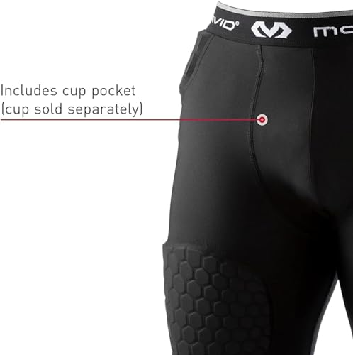 McDavid Men's Compression Shorts w/HEX Pads Dual-Density Tights w/Hip, Tailbone, Thigh Padding for w/Cup Pocket, Football4