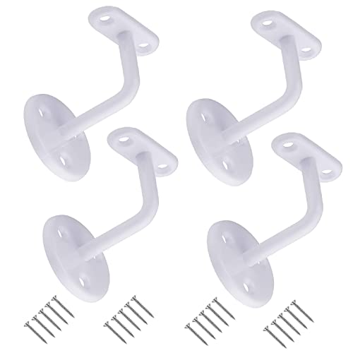 TERF® Lot de 4 supports de rampe d'escalier résistants avec vis de fixation Blanc