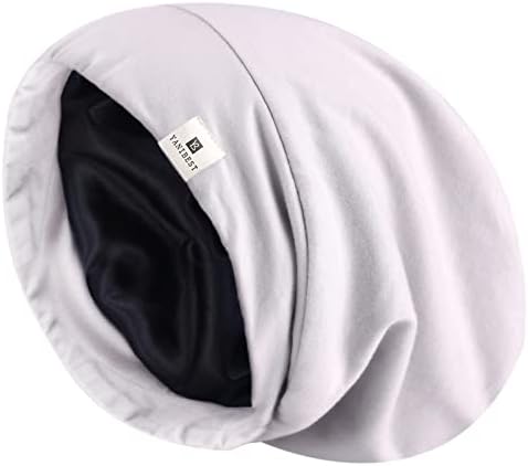 YANIBEST Satin Bonnet Sleep Cap for Curly Hair - Slouchy Beanie Hats and Silk Bonnet Silk Lined Night Cap for Women