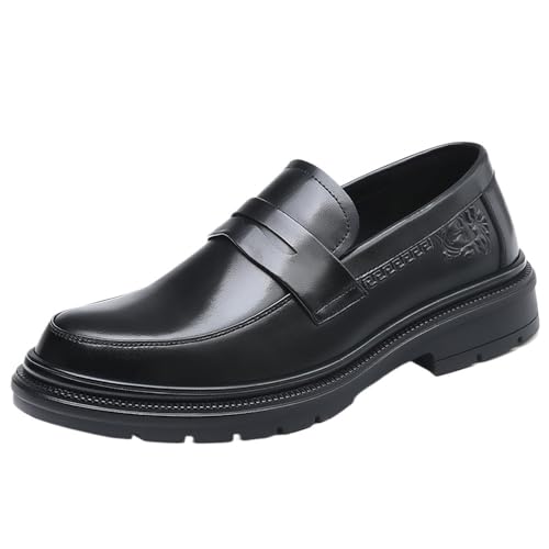 Men's Genuine Leather Black Dress Shoes Soft Sole Business Formal Footwear Elevator Wedding Groom Casual High End Shoes